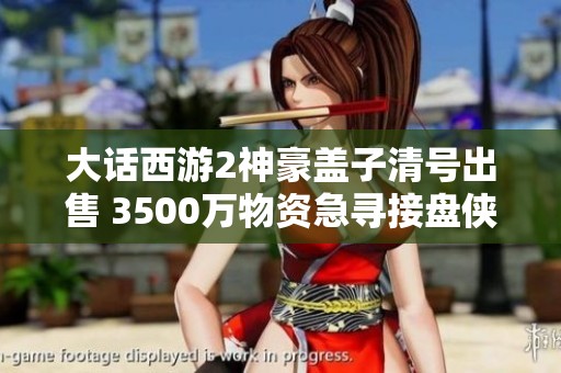 大话西游2神豪盖子清号出售 3500万物资急寻接盘侠