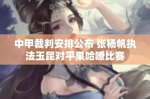中甲裁判安排公布 张杨帆执法玉昆对平果哈嘹比赛