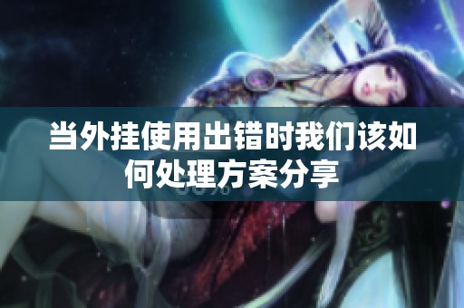 当外挂使用出错时我们该如何处理方案分享