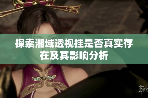 探索湘域透视挂是否真实存在及其影响分析