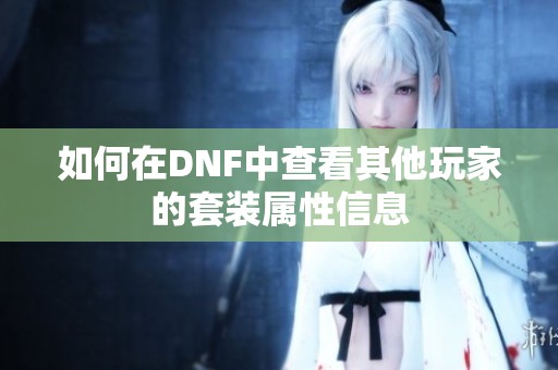 如何在DNF中查看其他玩家的套装属性信息