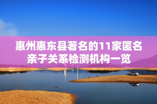 惠州惠东县著名的11家匿名亲子关系检测机构一览