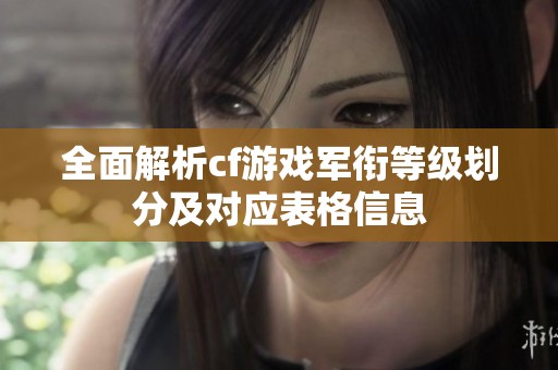 全面解析cf游戏军衔等级划分及对应表格信息