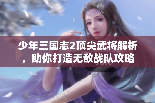 少年三国志2顶尖武将解析，助你打造无敌战队攻略