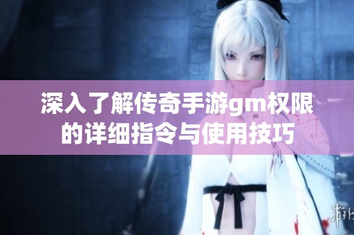 深入了解传奇手游gm权限的详细指令与使用技巧